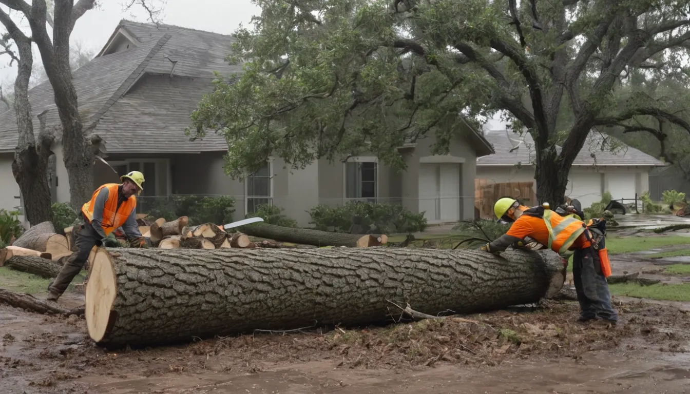 Local tree removal provider cutting a fallen tree from a backyard fence near Vallejo